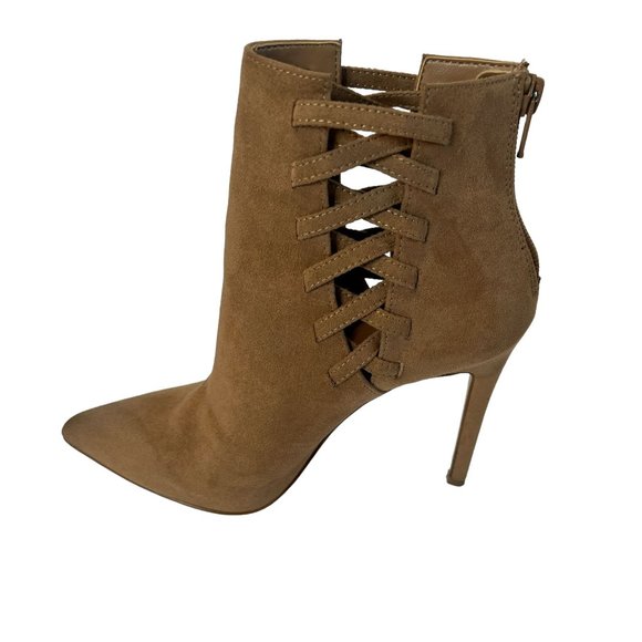 Aldo Women's Tuxedo Suede Pointed Toe Ankle Boots Tan Size 5 - Picture 4 of 11